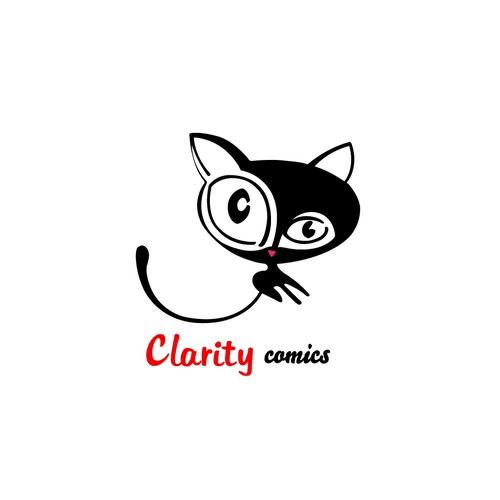 Curious logo with the title 'A cat so cute she can beat up superheroes'