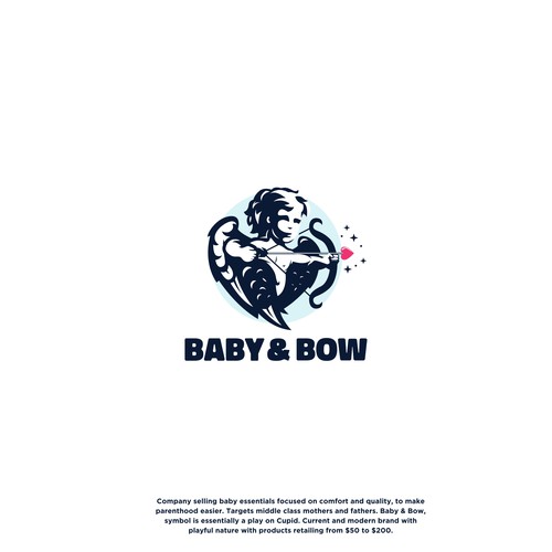 Baby clothing logo with the title 'Premium Logo for Baby & Bow'