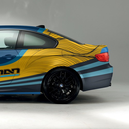 BMW design with the title 'Car wrap for Kaufman racing'