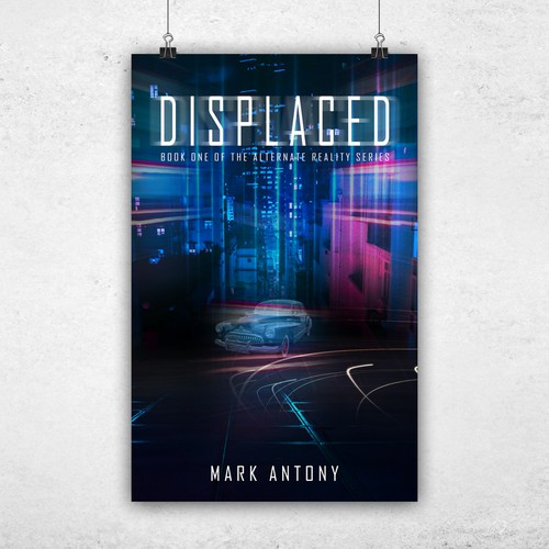 Futuristic book cover with the title 'Displaced'