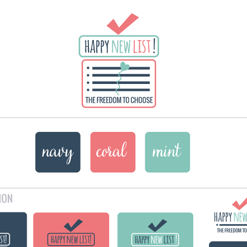 Coral design with the title 'logo happy new list'