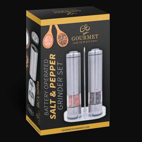 Carton packaging with the title 'Box for Grinder Set'