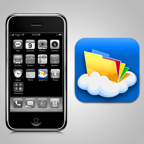 Folder design with the title 'iPhone App Icon for gogoDocs'