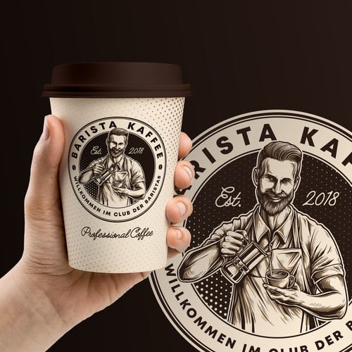 Cafe logo with the title 'Custom logo work for Barista Kaffee'