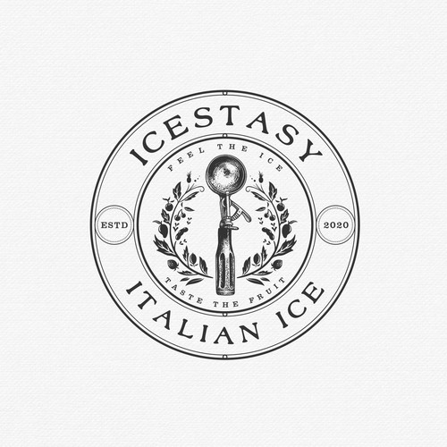 Ice cream shop design with the title 'Icestasy Italian Ice'