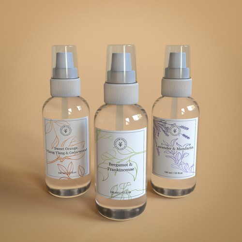 Flower label with the title 'Label concept for a Pillow Sprays brand'