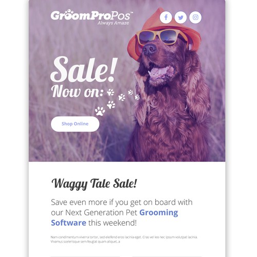 Dog design with the title 'Waggy Tail Sale'