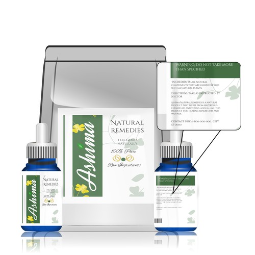 Green label with the title 'Ashima Natural Remedies'