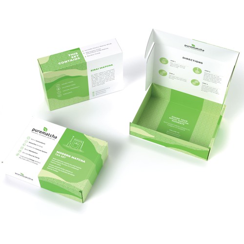 Mailer box packaging with the title 'Mailer box design for matcha tea set'