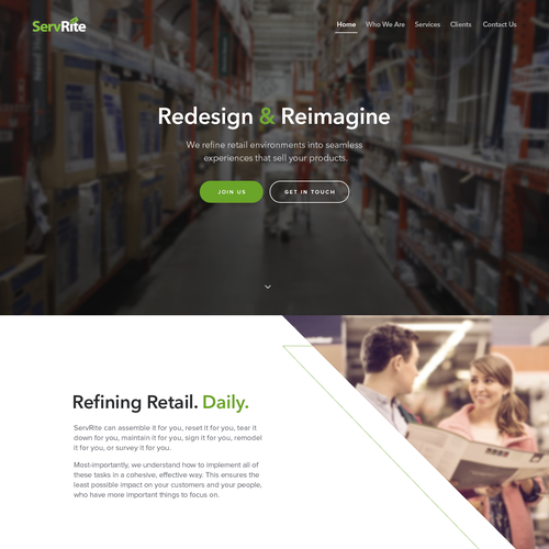 Retail website with the title 'ServRite'