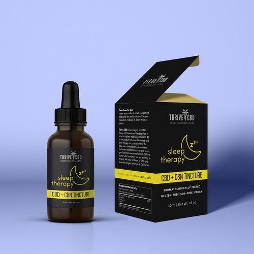 Oil packaging with the title 'ThriveCBD's Tincture Packaging'
