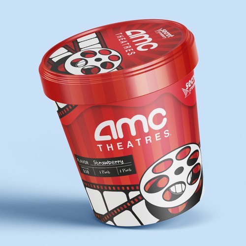 Ice cream packaging with the title 'Movie Theatre Ice Cream Pint Design'