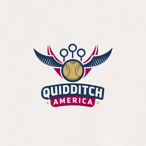 Harry potter logo with the title 'Quidditch America'