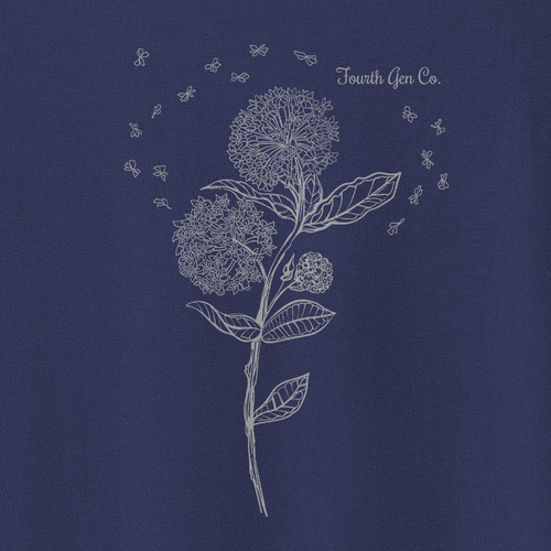 Floral t-shirt with the title 'Milkweed flower T-shirt'