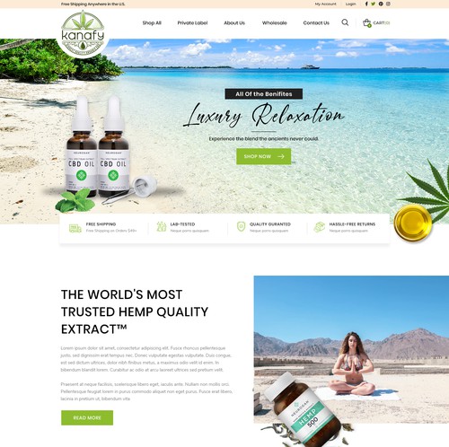 Ecommerce website with the title 'Luxury CBD'
