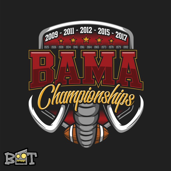 Football design with the title 'Bama Championship!'