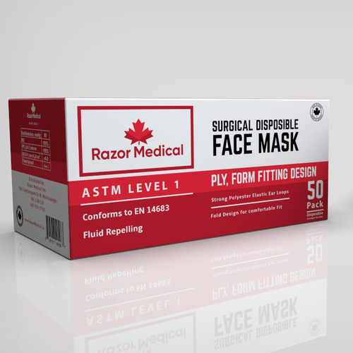 Red packaging with the title 'Bold box for Face Mask'