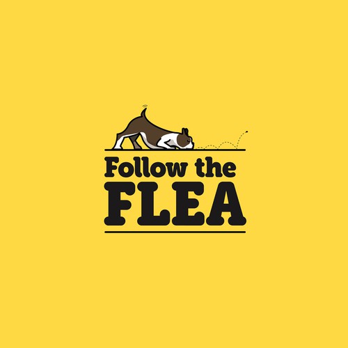 Dog logo with the title 'Follow the flea'