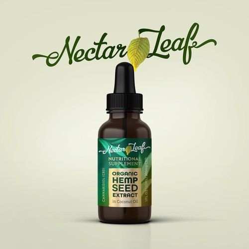 Hemp packaging with the title 'Logo and Label Rebrand for Nutritional Supplement'