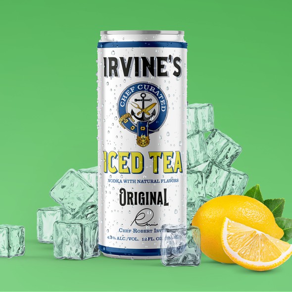 Lemon label with the title 'Iced Tea Vodka with Natural Flavors'