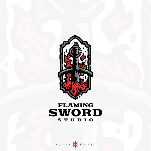 Gaming design with the title 'Flaming Sword Studio'
