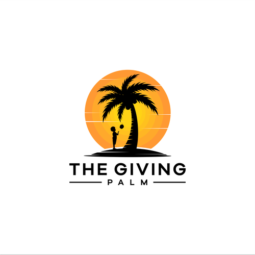 Combination logo with the title 'The Giving Palm'