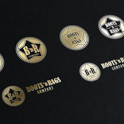 Heraldic logo with the title 'BOOTS 'N RAGS COMPANY'