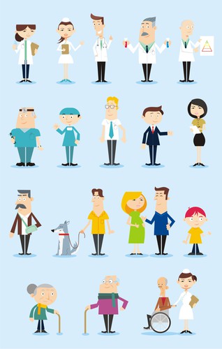 Flat design illustration with the title 'Create illustration for Healthy People -- Winning design will lead to larger project'