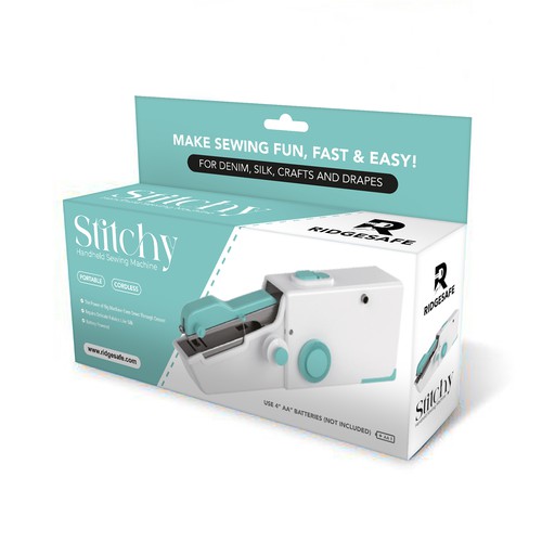 Sewing design with the title 'Portable Sewing Machine Packaging Box Design'