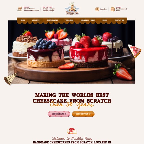 Cheesecake design with the title 'Website for Cheesecake bakery'