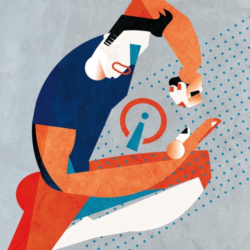 Superhero artwork with the title 'Trendy Characters! Vector Illustrations of Superheroes'