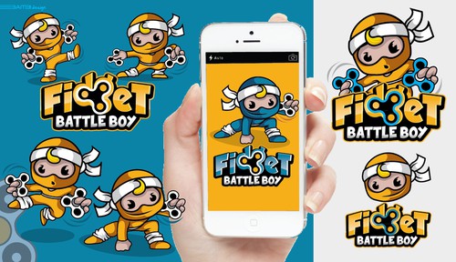 Mascot logo with the title 'Fidget battle boy logo design'