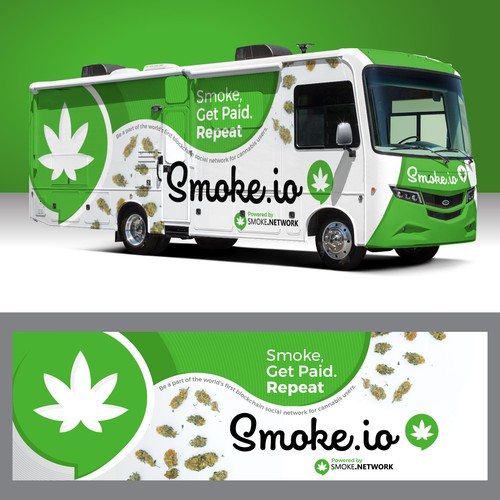 Social networking design with the title 'Cannabis Motorhome'