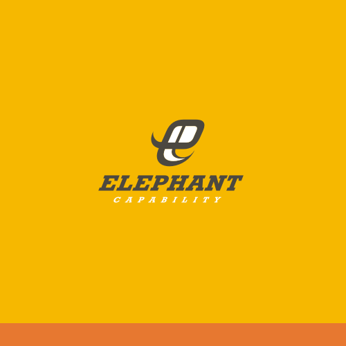 E logo with the title 'Design a creative yet business like logo for Elephant Capability'
