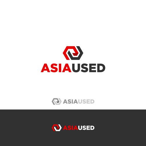 Heavy equipment logo with the title 'Asiaused logo design'