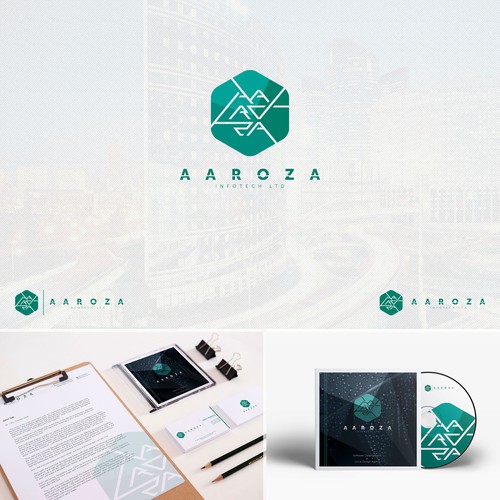 Stationery brand with the title 'Aaroza Infotech'