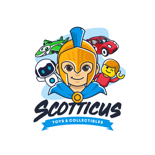Cartoon brand with the title 'Toys Store Logo'