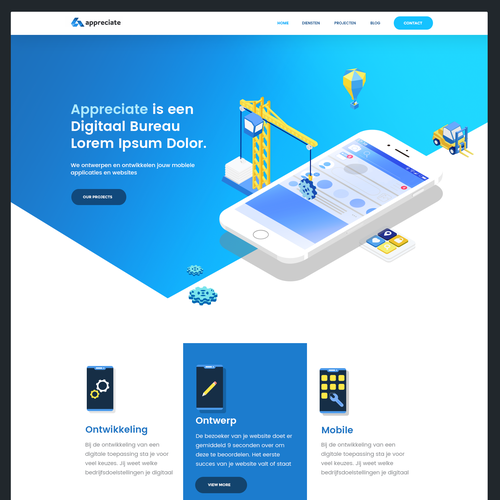 Illustration website with the title 'Mobile App Development'