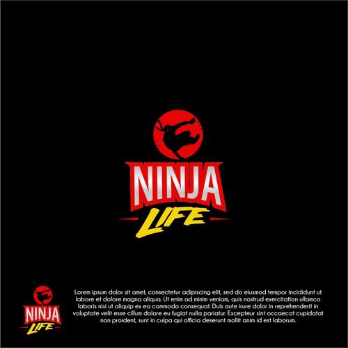 Red and yellow logo with the title 'logo concept for Ninja Life'