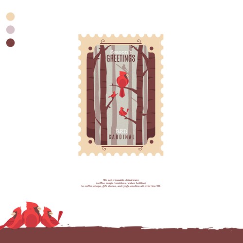 Vintage modern design with the title 'CARDINALS in Vintage Postage Stamp Style'