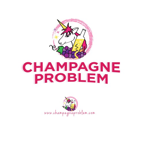 Unicorn logo with the title 'Champagne Problem'