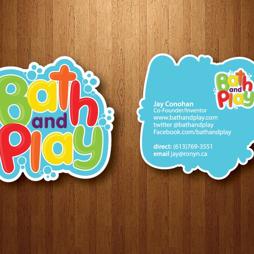 Die cut design with the title 'Business Card option for Bath and Play'