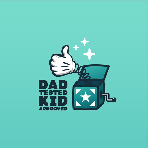 Thumbs up logo with the title 'Dad Tested Kid Approved logo design concept'