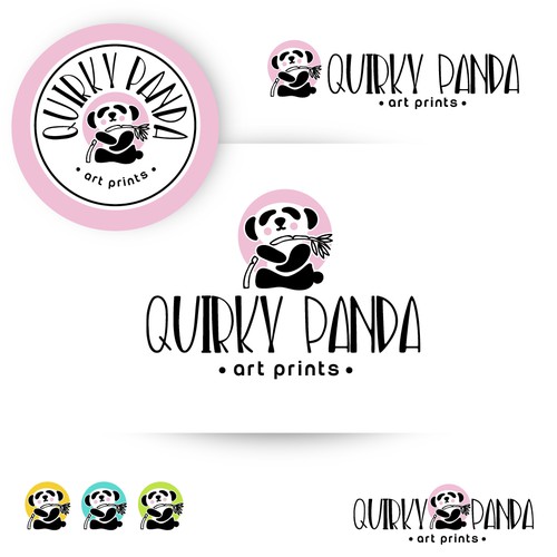 Panda logo with the title 'Logo design for art prints "Quirky Panda"'