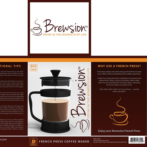 3D packaging with the title 'Package For Coffee French Press'