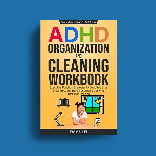Amazon book cover with the title 'ADHD ORGANIZATION AND CLEANING WORKBOOK'