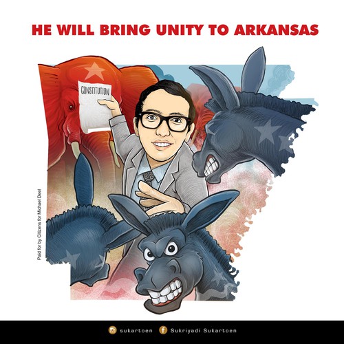 Poster illustration with the title 'Political cartoon for campaign'