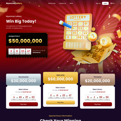 Lottery design with the title 'Website for Lottery Sites'