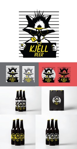 Label artwork with the title 'Kjell beer lillustration'