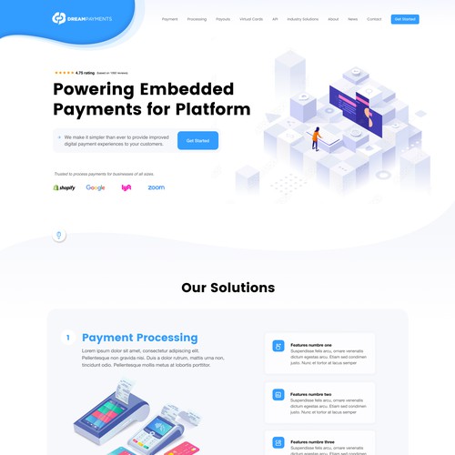 Digital website with the title 'Payment Blockchain Tech Solution'